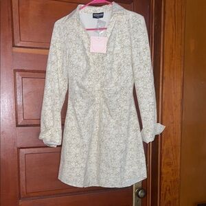 Kittenish Cream Floral Dress
